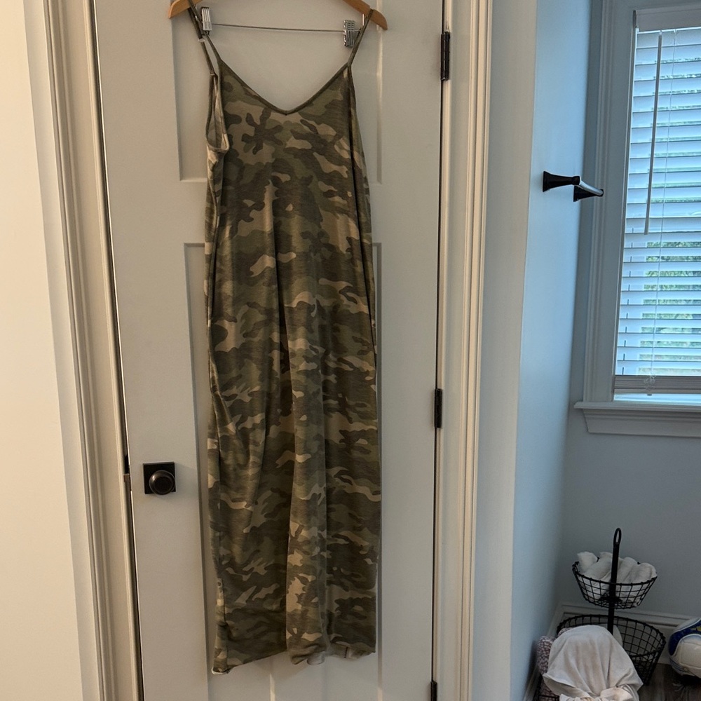 Three Bird Nest Olive Camouflage Maxi Dress
